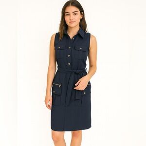 Zac & Rachel navy blue button down utility dress Size 4
